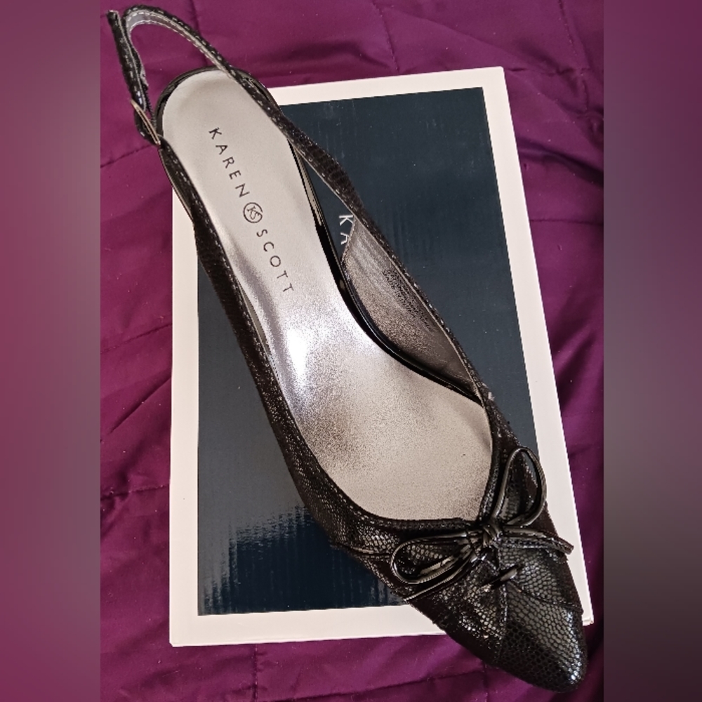 Black Leather Sling Back